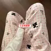 Calça de Pijama de Algodão Nuvem Feminina Verão Calça Longa Fina Calça de Casa Fofa Casual Solta Preguiçosa Perna Larga Casa
