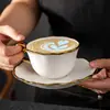 Nueva Taza y Platillo de Café de Cerámica, Taza y Platillo de Café Galvanizado Estilo Nórdico, Taza para Arte Latte Gourmet, Taza y Platillo de Lujo Ligero, Blanco Puro