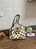 Bolso de Hombro de Algodón y Lino con Lunares Retro para Mujer, Bolso Sencillo de Gran Capacidad Ligero para Salir, Bolso de Hombro de Estilo Suave de Nicho para Viajar