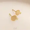 Aretes de Disco de Oro Amarillo Claro de 14K que Conservan el Color con Fondo Plano, Aretes de Perlas Planas, Materiales y Accesorios para Joyería DIY Hecha a Mano
