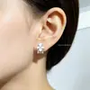 2026 Nuevo Modelo Exquisitos y Compactos Pendientes de Botón de Flor Super Brillantes Incrustados con Circonita, Pendientes de Moda para el Trabajo, Accesorios Versátiles y Elegantes para las Orejas