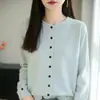 26 Cardigan de Tricô Casual Estilo Old Money Feminino Suéter Casaco Gola Redonda Estilo Novo Cor Sólida Roupa Externa que Rejuvenesce Top Confortável