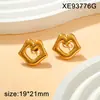 Lujo Ligero y Sensación de Alta Gama, Pendientes Geométricos en Forma de Corazón, Acero de Titanio Chapado en Oro de 18 Quilates, Pendientes de Moda para Commuter para Mujer, Artículo Popular Transfronterizo