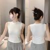 Nuevo Estilo Otoño e Invierno Chaleco Cálido Engrosado Cepillado de Cuello Medio Alto para Mujer, Algodón Puro Ajustado con Almohadillas en el Pecho, Camiseta Base de Capa Interior Forrada de Felpa