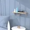 Conjunto de Gabinete de TV de Madeira Maciça Suporte de Parede sem Furos para Decodificador Decoração de Parede para Sala de Estar Quarto Caixa de Armazenamento para Roteador