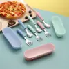 Conjunto de Talheres de Aço Inoxidável 304 Garfo e Colher Desenho Animado Infantil Colher de Alimentação para Bebê Garfo de Sobremesa Colher de Alimentação Portátil