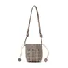 Bolso de cubo tejido nuevo hecho a mano, bolso cruzado de cordón estilo francés de verano, bolso de hombro casual calado para mujer