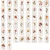 50 Peças de Carimbos Florais de Página Antiga Retrô Desenho Animado Transfronteiriço à Prova d'Água Pet Decorativo Celular DIY Copo d'Água Adesivos Atacado
