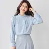 Camisa de satén para mujer manga larga elegante base con cuentas diseño 2026 Primavera Otoño sentido del diseño camisa de gasa camisa