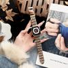 Correa de Felpa con Cola en V para Otoño e Invierno para Apple watch 456789 Generación Correa de Reloj Rayada Creativa Casual Coreana