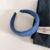 Diadema de Punto Azul Oscuro Coreana de Nicho Simple de Ala Ancha Accesorios para el Cabello Versátiles y Elegantes Pieza para el Cabello de Corona Alta