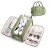 Bolsa de Lavar Quilted Grande Capacidade para Mulheres, Abertura Grande, Plana, Portátil de Mão, Bolsa de Armazenamento de Viagem