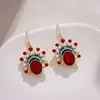 Novos Brincos de Flor Vermelha Estilo Chinês e Protagonista Masculino, Brincos Vermelhos Festivos de Ano Novo, Acessórios de Orelha com Design de Tendência Nacional Estilo Étnico