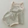Traje de verano para bebé lindo camisole de algodón para bebé chaleco fresco top pantalones de pañal estilo coreano ropa de casa cómoda