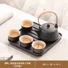 Conjunto de Chá Kung Fu de Cerâmica Preta Pequeno para Uso Doméstico, Bule e Xícara de Chá Cerâmicos para Uma Pessoa para Beber Individualmente em Hotel ou Dormitório