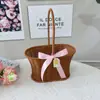 Cesta de Almacenamiento Tejida de Mimbre Sintético Cesta de Regalo de Frutas Cesta de Mano Recuerdo para Dama de Honor Caja Vacía Caja de Empaque para Regalo Cesta de Flores