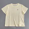 Camiseta de Verano Nueva para Mujer, Bordada con Caballo Sencillo, Manga Corta, Cuello Redondo, Color Sólido, Transpirable, Versátil, de Lyocell Tencel