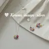 Joyería de plata de diseño fresco y único estilo coreano primavera-verano Plata S925 Exquisitos pendientes de uva con circonita de colores para mujer lindos