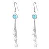 Pendientes de estrella para mujer, diseño de estrella de cinco puntas, largos, de cristal artificial azul, con nicho de sensación de viento frío, de cristal