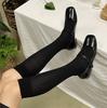 Calcetines de pantorrilla estilo ballet Mlu Calcetines altos hasta la rodilla de felpa grises Calcetines para niñas Versátiles Simples Estilo pasarela