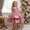 Vestido de princesa para niñas europeas y americanas, vestido de niña de las flores, falda tutú para boda, vestido de noche para presentadora de piano, estilo occidental
