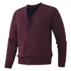 Nuevo suéter de punto para hombre con cuello en V, comercio exterior transfronterizo de otoño e invierno, estilo europeo y americano, forrado de felpa, cálido, casual, holgado, cárdigan de punto elegante