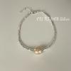 Pulsera de Plata de Ley S925 con Perla de Agua Dulce Natural Rosa y Fragmentos de Plata Ouni Han para Mujer, Moderna, Sencilla y Única