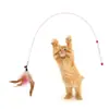 Palo Juguete para Gatos, Juguete para Mascotas, Duradero y Resistente a Mordidas, con Cascabel y Plumas, Herramienta de Entretenimiento para Gatos, Varilla Larga de Acero para Mascotas