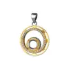 Plata de Ley S925 Tendencia Nacional Anillo Doble Hueco Base de Colgante Incrustada con Diamantes Accesorios de Colgante para Joyería DIY Inserción de Piedras Preciosas Venta al por Mayor