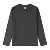 Camisetas de Algodón Puro de Manga Larga para Otoño e Invierno para Hombres y Mujeres, Logo Impreso Personalizado, Camisa Base Versátil de Color Sólido de Moda, Venta al por Mayor desde el Fabricante