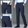 Pantalones Casuales Marrón Oscuro Nuevos Otoño/Invierno 2026 para Hombres de Mediana Edad, Pantalones de Hombre Rectos Elásticos, Traje de Negocios, Pantalones Largos Antiarrugas