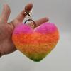 Llavero de Peluche con Forma de Corazón Rojo de Moda para Pareja, Colgante de Bola de Pelo de Conejo Sintético para Bolso, Accesorio para Coche al por Mayor