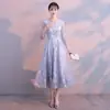 Vestidos de Noche para Mujeres Petites, Elegantes y Adecuados para el Uso Diario, Vestido de Noche Gris Sencillo y Elegante de Longitud Media