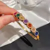 ¡Pulsera apilada de diamantes de colores! Pulsera de calabaza con circonita chapada en oro real, joyería de diseño niche estilo ins coreano para mujer