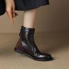 Botas Martin estilo britânico retrô com camada superior de pele de carneiro e interior macio com altura aumentada, botas Martin planas, outono e inverno de 2024, botas de tornozelo com zíper costurado
