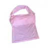 Top de Malla con Pedrería y Cuello Halter Estilo Chica Caliente Deseo Puro para Mujer, Corte Ajustado, Adelgazante, con Copas Integradas, Ropa de Abrigo, Hermoso Top de Espalda