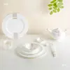 Vajilla de Porcelana con Borde Dorado Hueso de China Vajilla de Hotel Juego de Ocho Piezas Tazones, Platos, Cucharas Vajilla de Club