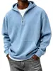 Moletom com Capuz Listrado Estilo Europeu e Americano Outono Inverno Meia-Zip Manga Longa Casual Masculino Amazon Transfronteiriço