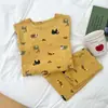 Cárdigan de Lana Antibacteriano 10A para Niños Ropa para el Hogar para Niños y Niñas Sin Costuras Clase A Conjunto de Top y Pantalón de Otoño Pijama de Dibujos Animados Moderno
