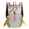 Mochila de senderismo para exteriores con esquema de color dopamina de alta estética, bolsa de doble hombro ligera, mochila escolar para estudiante universitario, mochila deportiva