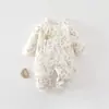 Macacão para recém-nascido para outono e inverno, macacão de bebê 100% algodão, acolchoado de 40g, roupa sem costura, macacão de bebê para primavera e outono