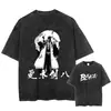 Camiseta Bleach Lavada Anime Harajuku Streetwear Gráfica Vintage