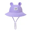 Nuevo Sombrero de Pescador de Cubo para Bebé Estilo Europeo y Americano Malla Color Sólido Orejas de Conejo Sombrero para el Sol Transfronterizo Tume 3-12m