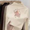 Camiseta de Manga Larga de Cuello Alto para Niña Estilosa Ropa de Otoño/Invierno Infantil De Rong Capa Base Cálida Top Versátil con Volantes