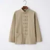 Traje Tang para Hombre Estilo Chino Retro Marca de Moda Top de Manga Larga de Algodón y Lino para Primavera y Otoño Estilo Budista Chino Hanfu Traje de Té para Meditación