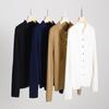 Camisa de Punto con Cuello Polo Solapa Elegante Color Sólido Lana Abrigo Primavera y Otoño Nuevo Suéter Fino de Mujer Cárdigan