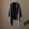 Xale Triangular de Cashmere Feminino 100% Cashmere Puro Outono/Inverno Novo Estilo Franja Moda Malha Quente