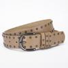 Cinturón de mujer con hebilla de pasador y remache de doble fila, estilo vintage punk, decorativo, para vaqueros, estilo europeo y americano, cinturón negro moderno.