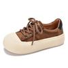 Zapatos Casuales de Piel de Vaca de Primera Capa para Mujer Primavera 2026 Rojos con Cordones de Caña Baja Puntera Redonda Zapatos de Mujer Zapatillas Planas Retro