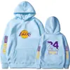 Outono 2024 Inverno Novo KobeBryant24 Manga com Fio no Ombro com Capuz Casual Solto Moletom Masculino Outono e Primavera